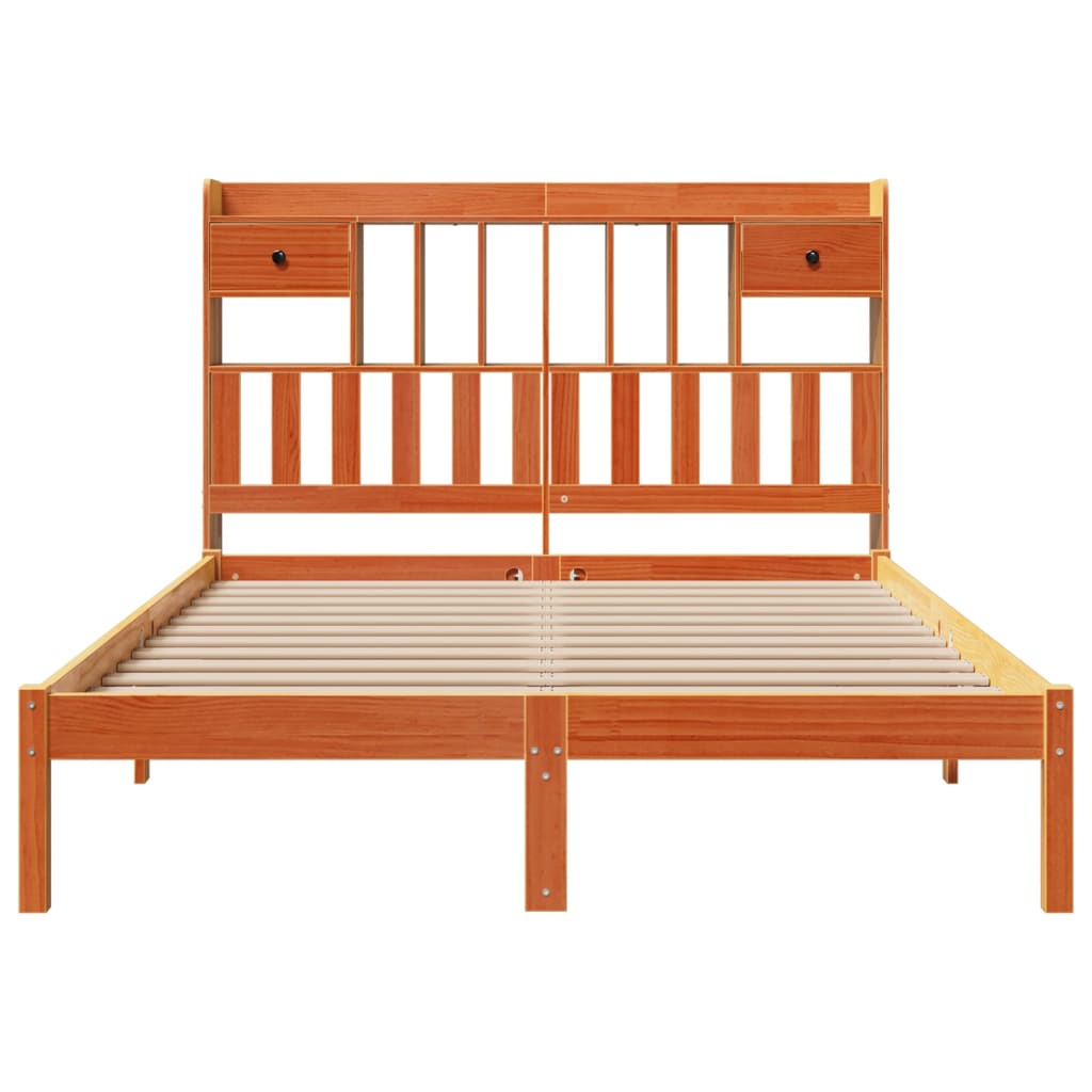 vidaXL Bookcase Bed without Mattress Wax Brown 160x200 cm Solid Wood Pine