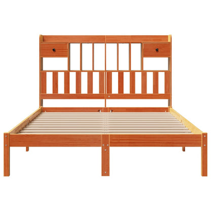 vidaXL Bookcase Bed without Mattress Wax Brown 160x200 cm Solid Wood Pine