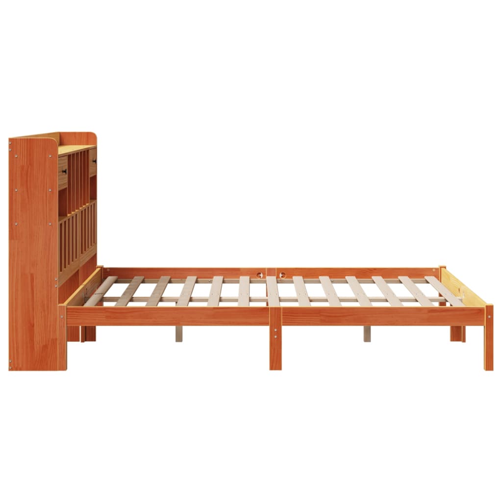 vidaXL Bookcase Bed without Mattress Wax Brown 160x200 cm Solid Wood Pine