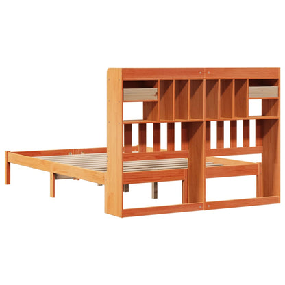 vidaXL Bookcase Bed without Mattress Wax Brown 160x200 cm Solid Wood Pine