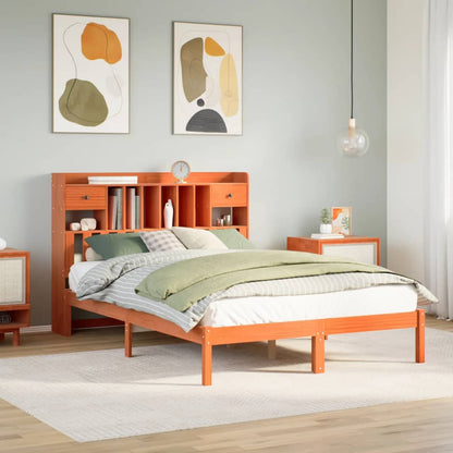 vidaXL Bookcase Bed without Mattress Wax Brown 160x200 cm Solid Wood Pine