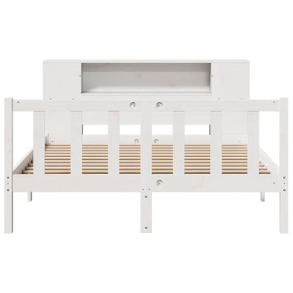 vidaXL Bookcase Bed without Mattress White 150x200 cm King Solid Wood Pine