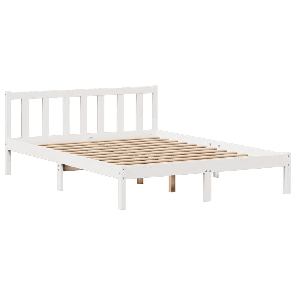 vidaXL Bookcase Bed without Mattress White 150x200 cm King Solid Wood Pine