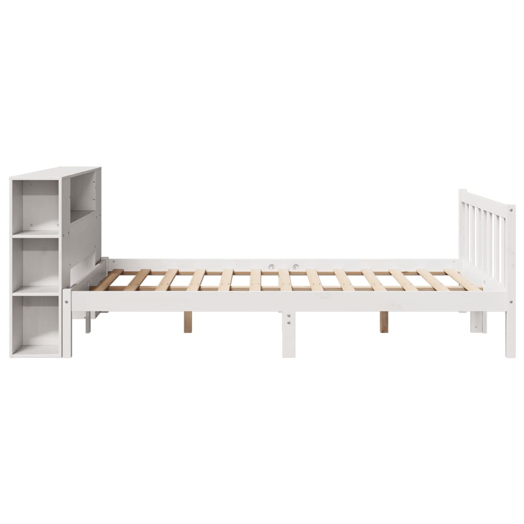 vidaXL Bookcase Bed without Mattress White 150x200 cm King Solid Wood Pine