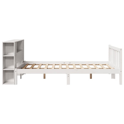 vidaXL Bookcase Bed without Mattress White 150x200 cm King Solid Wood Pine