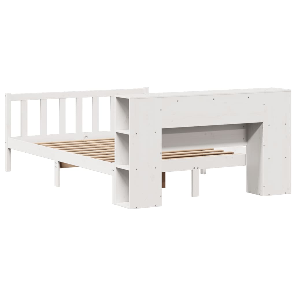 vidaXL Bookcase Bed without Mattress White 150x200 cm King Solid Wood Pine