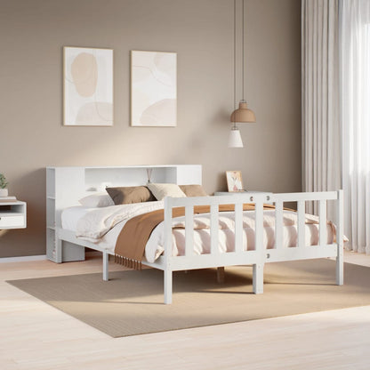 vidaXL Bookcase Bed without Mattress White 150x200 cm King Solid Wood Pine