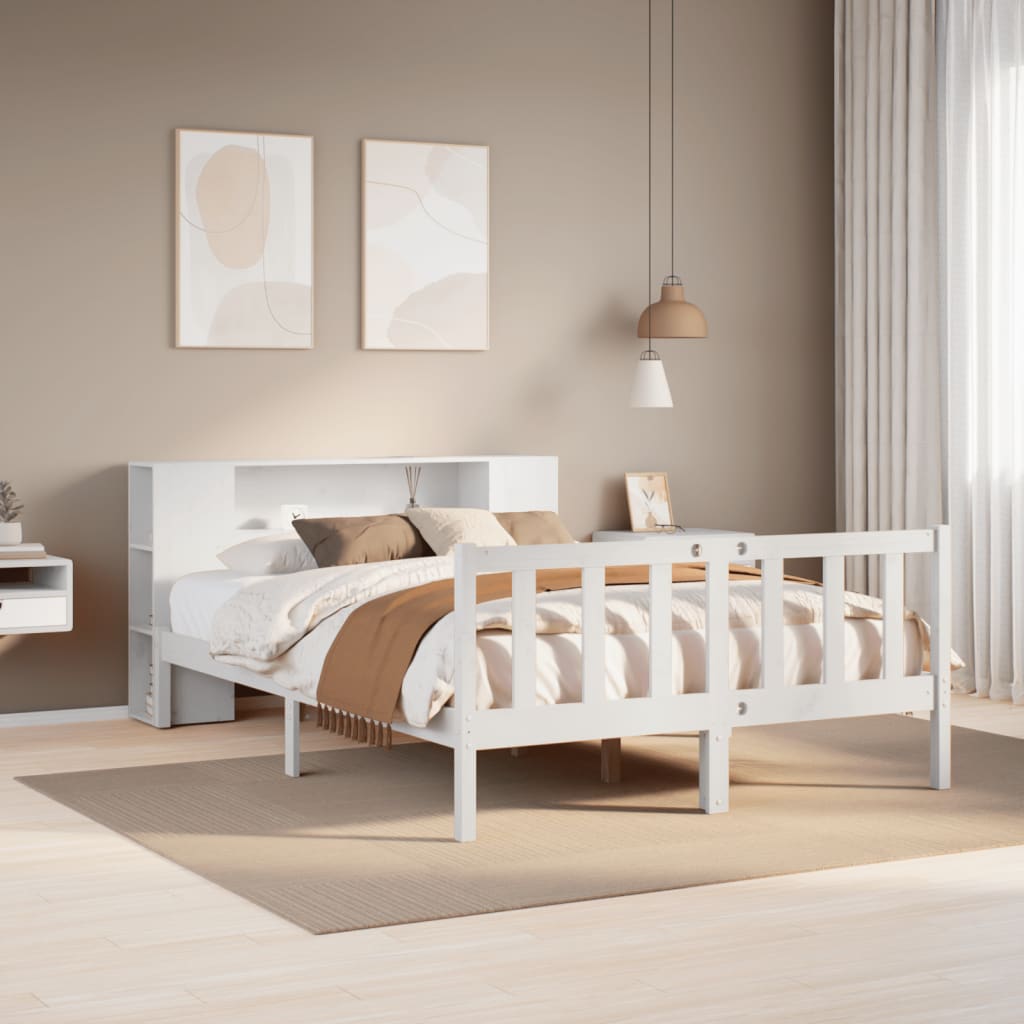 vidaXL Bookcase Bed without Mattress White 160x200 cm Solid Wood Pine