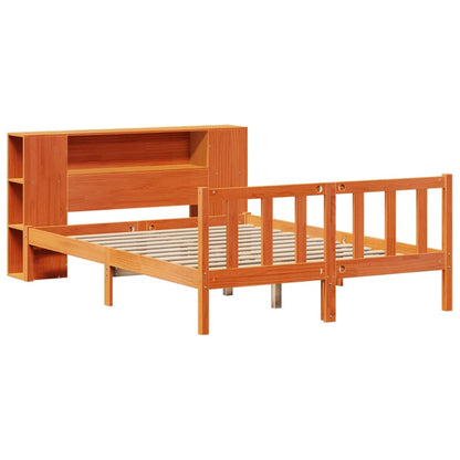 vidaXL Bookcase Bed without Mattress Wax Brown 135x190 cm Double Solid Wood Pine