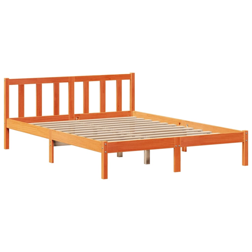 vidaXL Bookcase Bed without Mattress Wax Brown 135x190 cm Double Solid Wood Pine