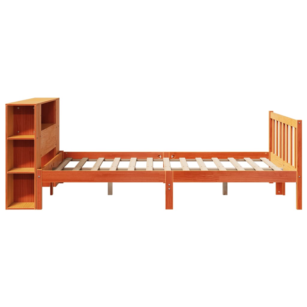 vidaXL Bookcase Bed without Mattress Wax Brown 135x190 cm Double Solid Wood Pine