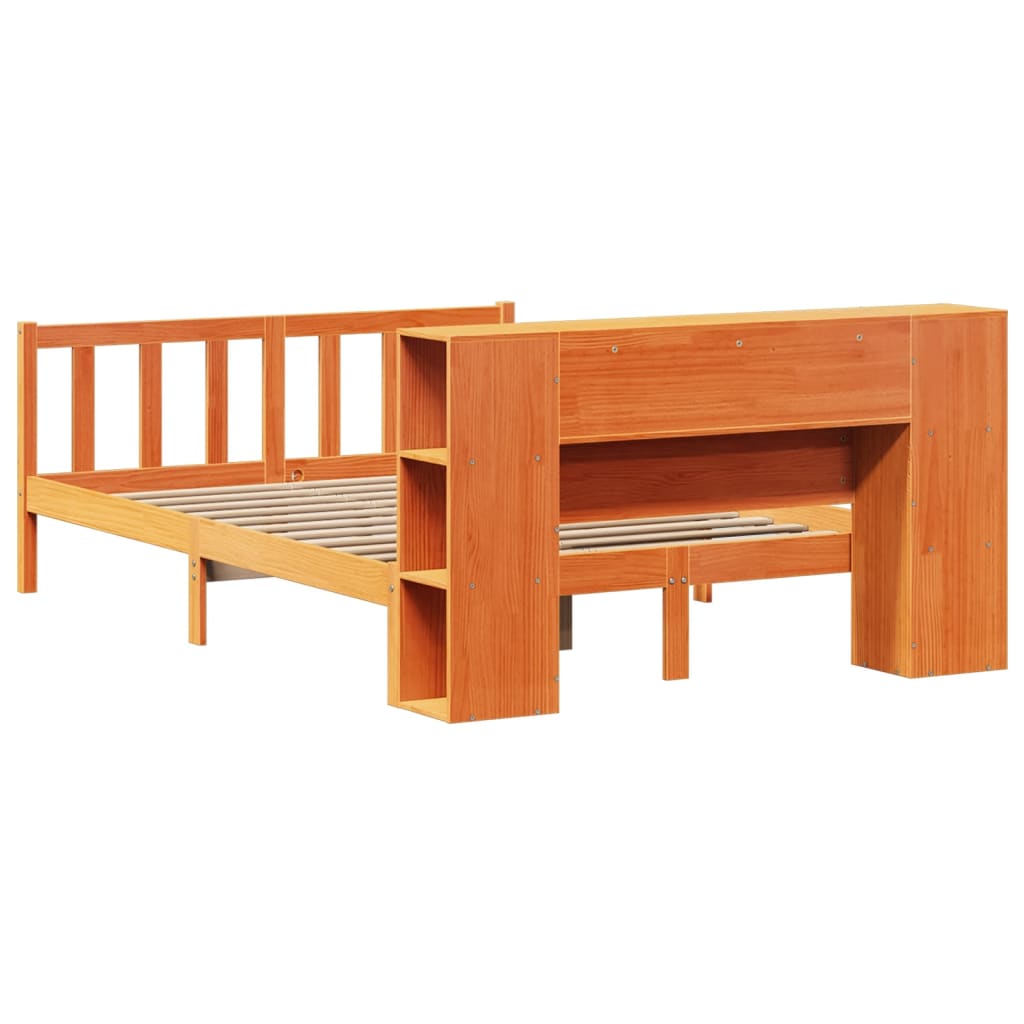vidaXL Bookcase Bed without Mattress Wax Brown 135x190 cm Double Solid Wood Pine