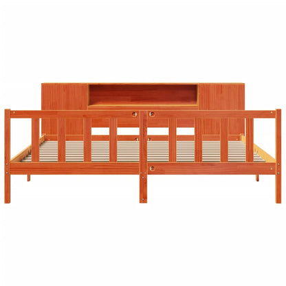 vidaXL Bookcase Bed without Mattress Wax Brown 200x200 cm Solid Wood Pine