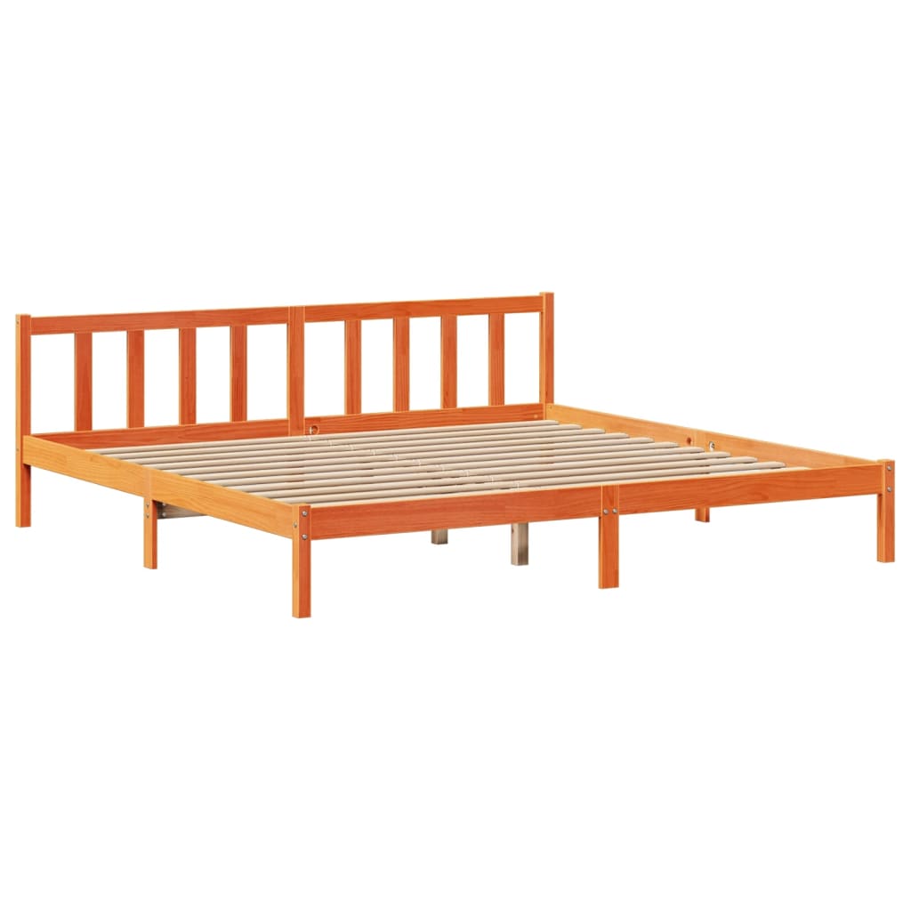vidaXL Bookcase Bed without Mattress Wax Brown 200x200 cm Solid Wood Pine