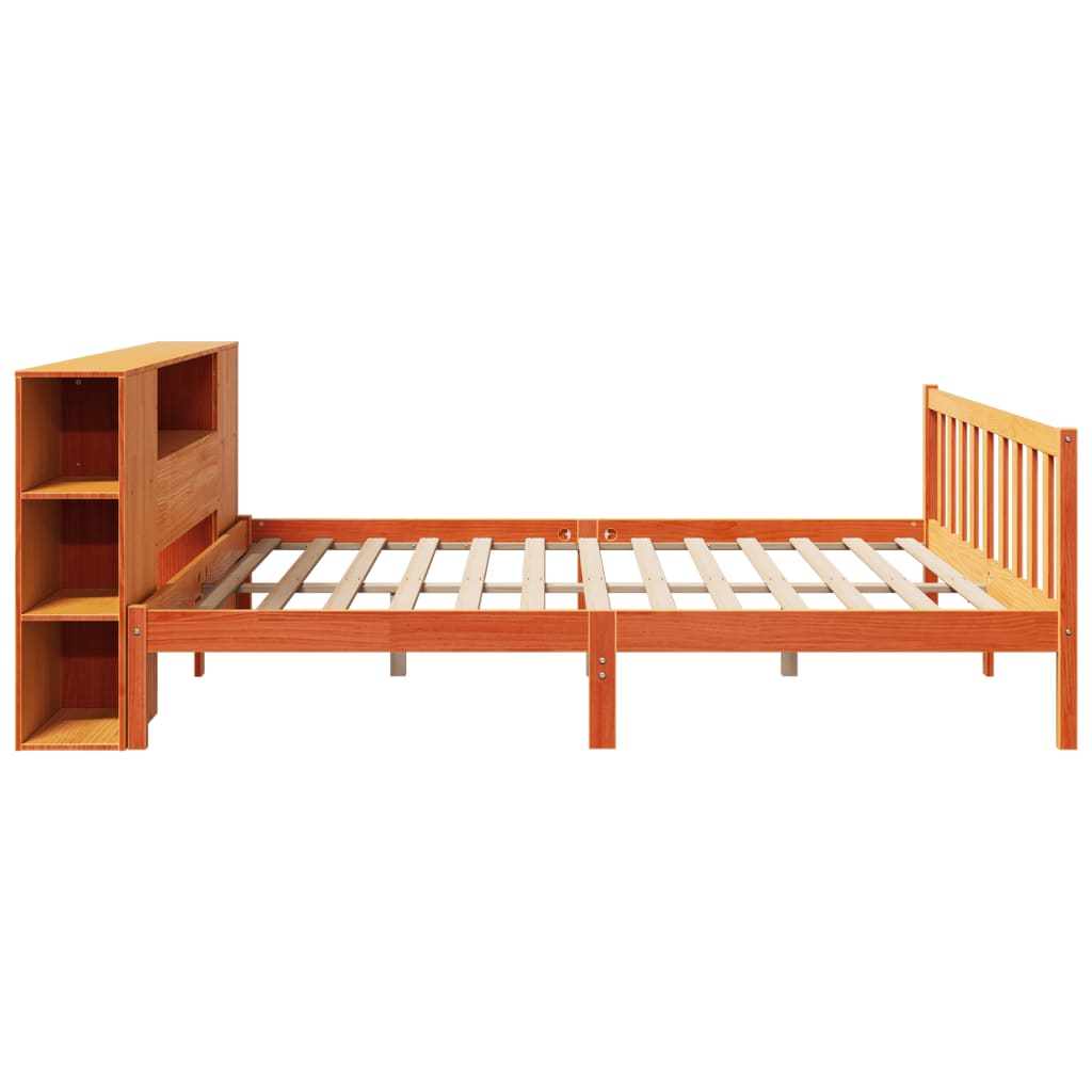 vidaXL Bookcase Bed without Mattress Wax Brown 200x200 cm Solid Wood Pine