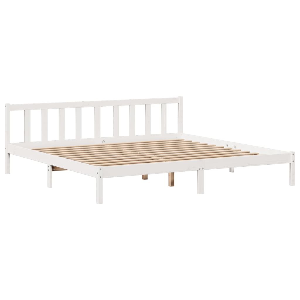 vidaXL Bookcase Bed without Mattress White 180x200 cm Super King Solid Wood Pine