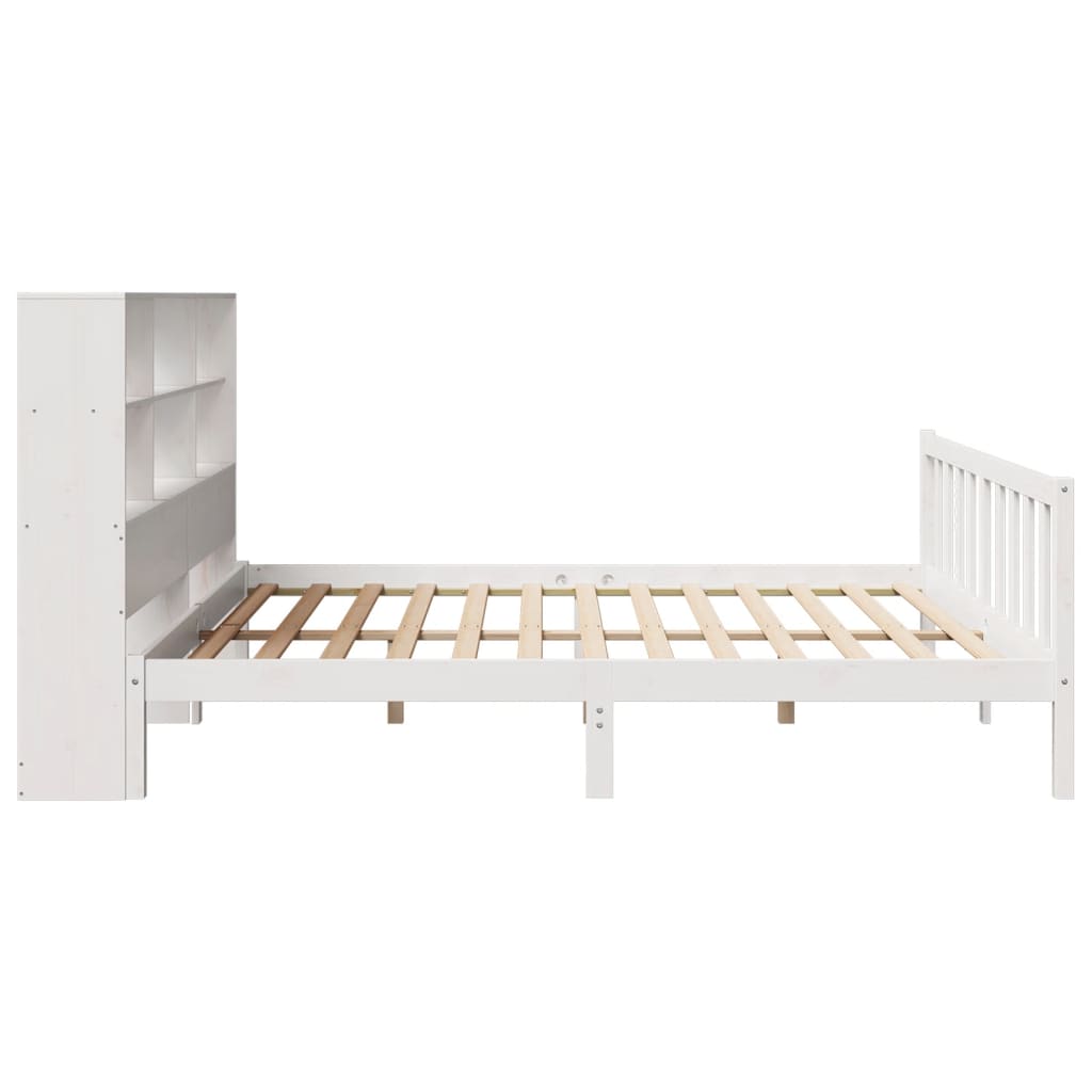 vidaXL Bookcase Bed without Mattress White 180x200 cm Super King Solid Wood Pine