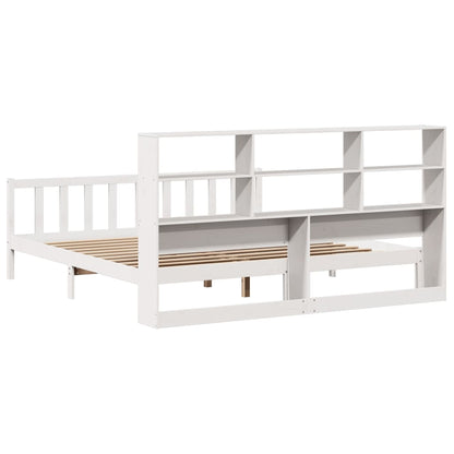 vidaXL Bookcase Bed without Mattress White 180x200 cm Super King Solid Wood Pine