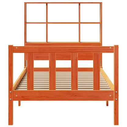 vidaXL Bookcase Bed without Mattress Wax Brown 100x200 cm Solid Wood Pine