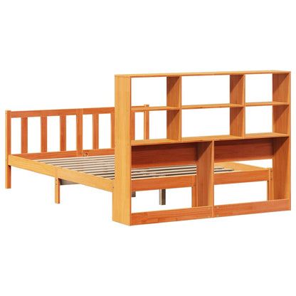 vidaXL Bookcase Bed without Mattress Wax Brown 140x200 cm Solid Wood Pine