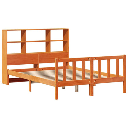 vidaXL Bookcase Bed without Mattress Wax Brown 150x200 cm King Size Solid Wood Pine