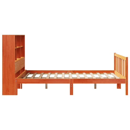 vidaXL Bookcase Bed without Mattress Wax Brown 150x200 cm King Size Solid Wood Pine