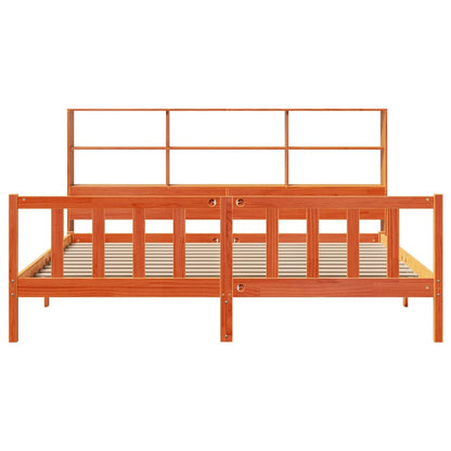 vidaXL Bookcase Bed without Mattress Wax Brown 180x200 cm Super King Solid Wood Pine