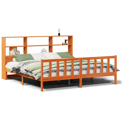 vidaXL Bookcase Bed without Mattress Wax Brown 200x200 cm Solid Wood Pine