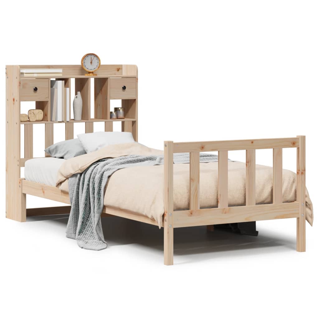 vidaXL Bookcase Bed without Mattress 75x190 cm Small Single Solid Wood Pine