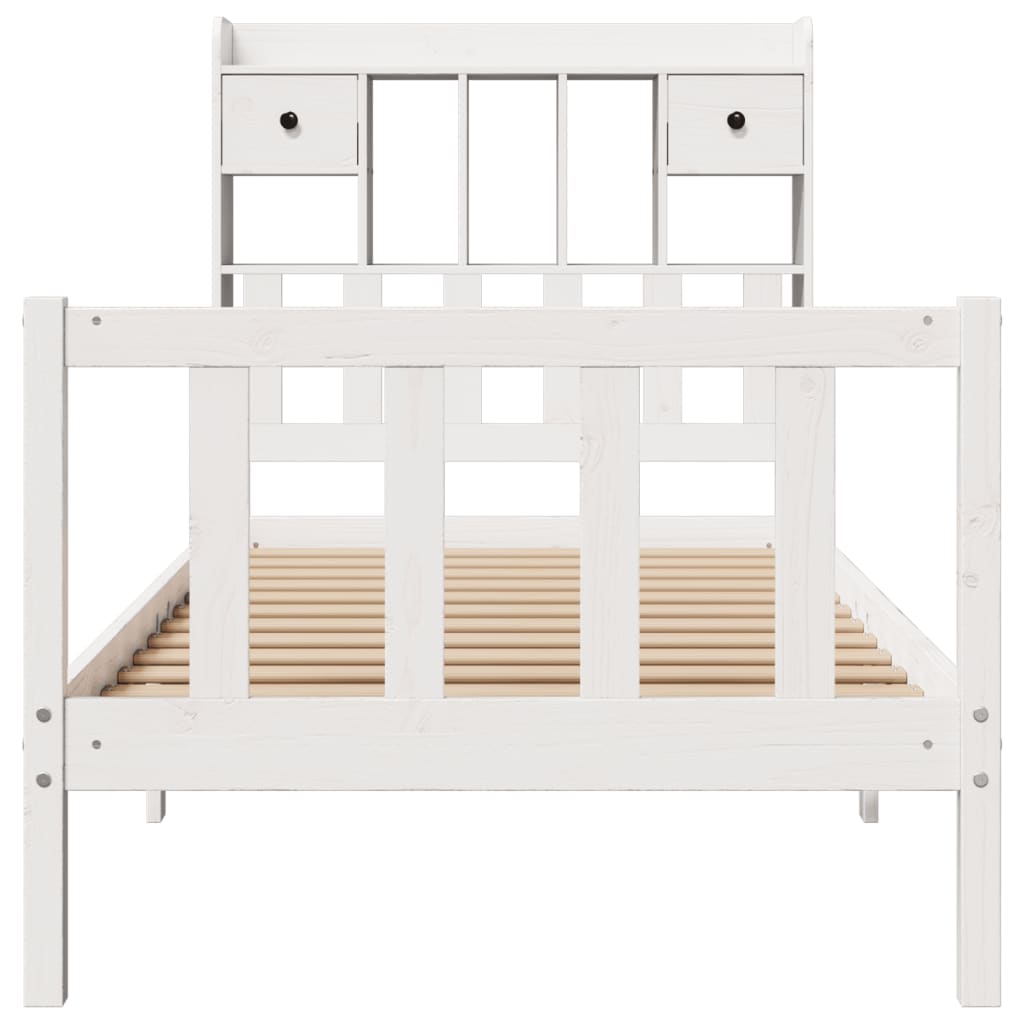 vidaXL Bookcase Bed without Mattress White 90x190 cm Single Solid Wood Pine