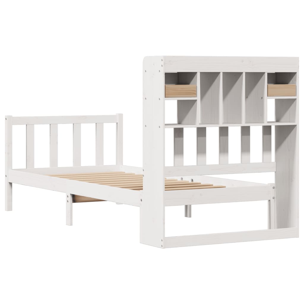 vidaXL Bookcase Bed without Mattress White 90x190 cm Single Solid Wood Pine