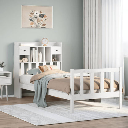 vidaXL Bookcase Bed without Mattress White 90x190 cm Single Solid Wood Pine