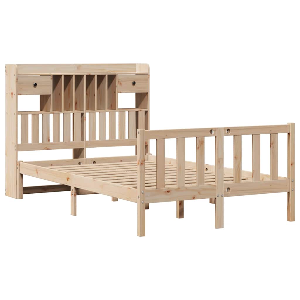 vidaXL Bookcase Bed without Mattress 135x190 cm Double Solid Wood Pine