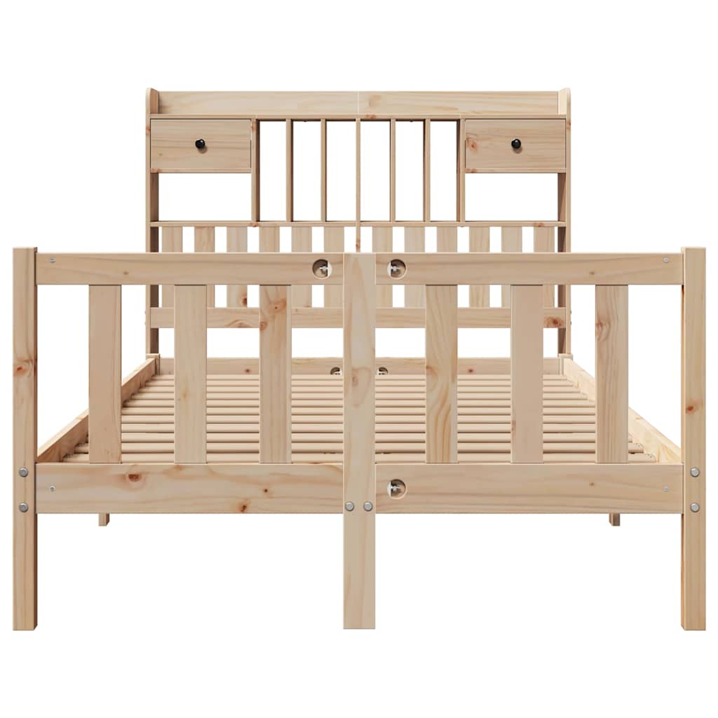 vidaXL Bookcase Bed without Mattress 135x190 cm Double Solid Wood Pine
