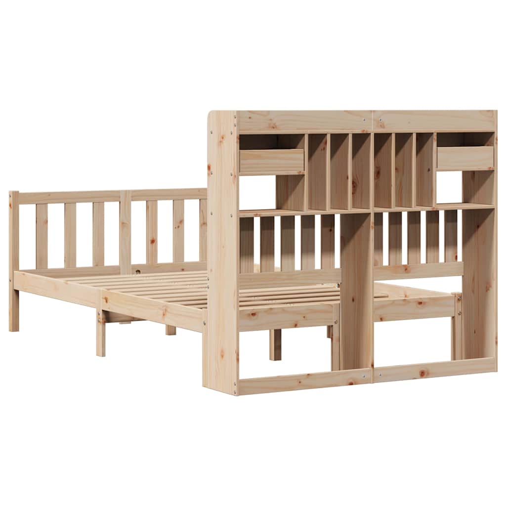 vidaXL Bookcase Bed without Mattress 135x190 cm Double Solid Wood Pine