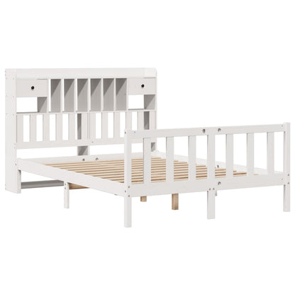 vidaXL Bookcase Bed without Mattress White 140x190 cm Solid Wood Pine