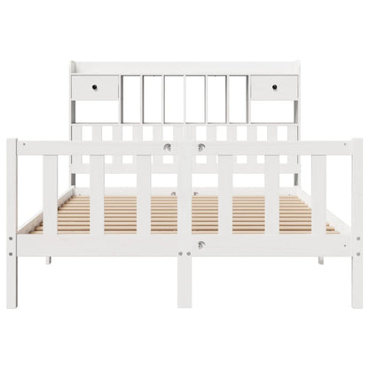 vidaXL Bookcase Bed without Mattress White 140x190 cm Solid Wood Pine