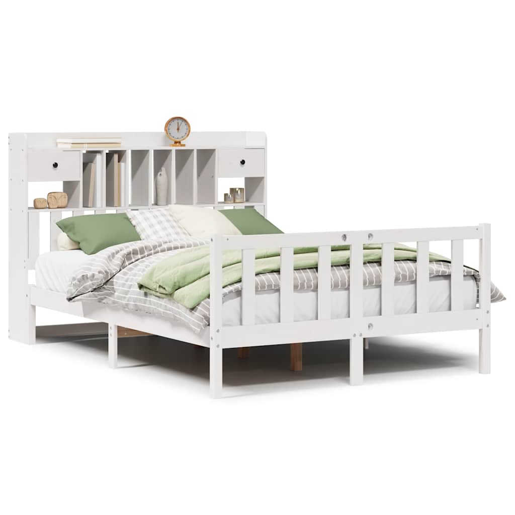 vidaXL Bookcase Bed without Mattress White 140x200 cm Solid Wood Pine
