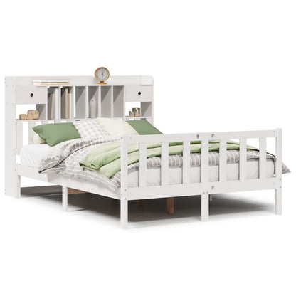 vidaXL Bookcase Bed without Mattress White 150x200 cm King Solid Wood Pine