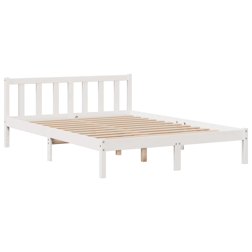 vidaXL Bookcase Bed without Mattress White 150x200 cm King Solid Wood Pine