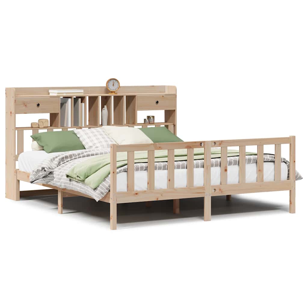 vidaXL Bookcase Bed without Mattress 180x200 cm Super King Solid Wood Pine