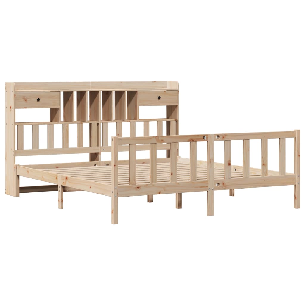vidaXL Bookcase Bed without Mattress 180x200 cm Super King Solid Wood Pine