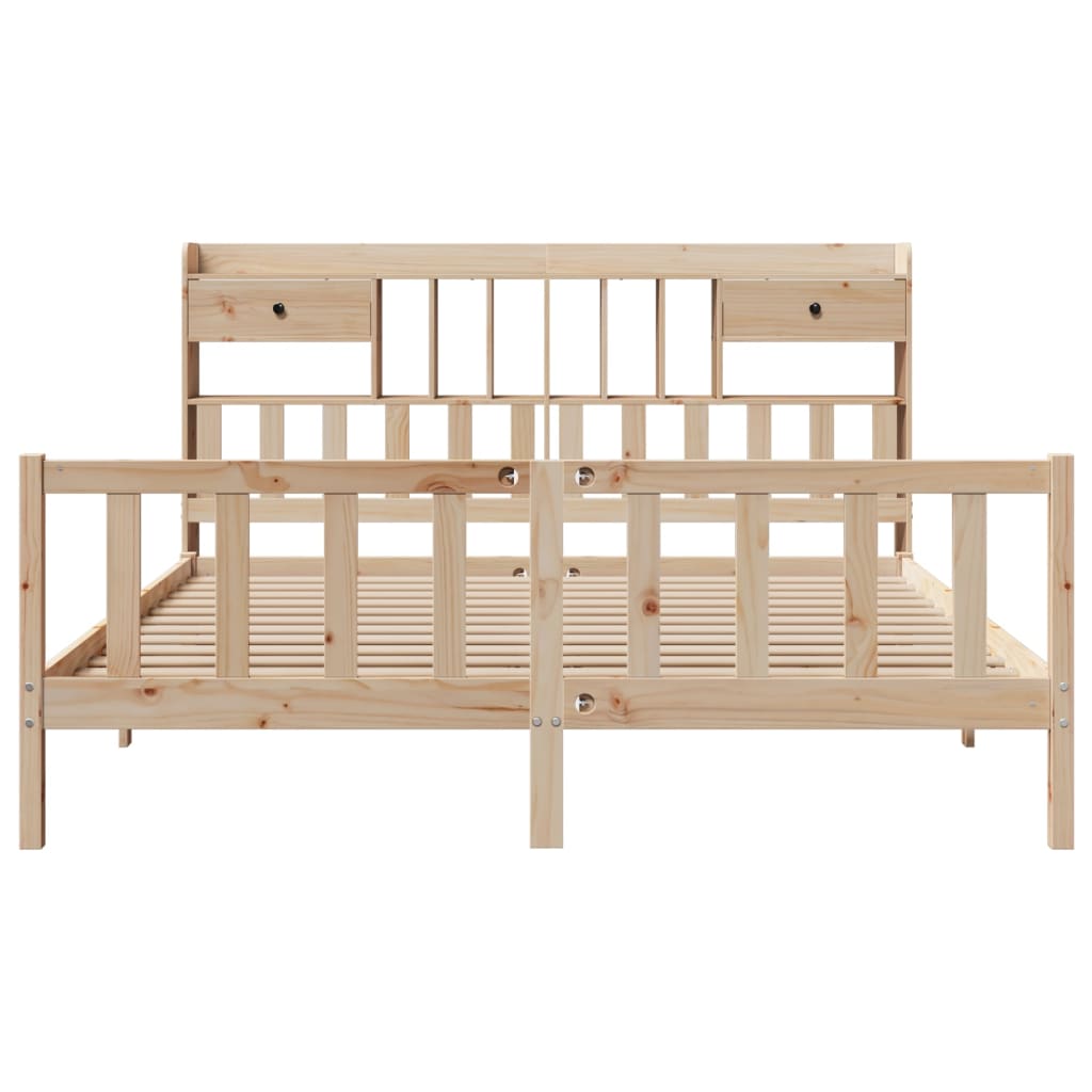 vidaXL Bookcase Bed without Mattress 180x200 cm Super King Solid Wood Pine