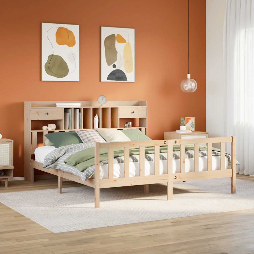 vidaXL Bookcase Bed without Mattress 180x200 cm Super King Solid Wood Pine