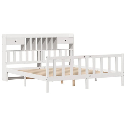 vidaXL Bookcase Bed without Mattress White 180x200 cm Super King Solid Wood Pine