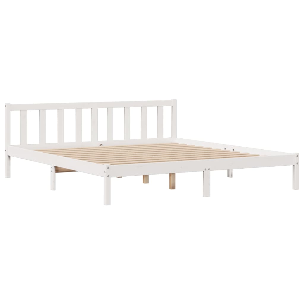 vidaXL Bookcase Bed without Mattress White 180x200 cm Super King Solid Wood Pine