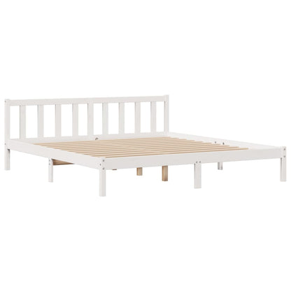 vidaXL Bookcase Bed without Mattress White 180x200 cm Super King Solid Wood Pine