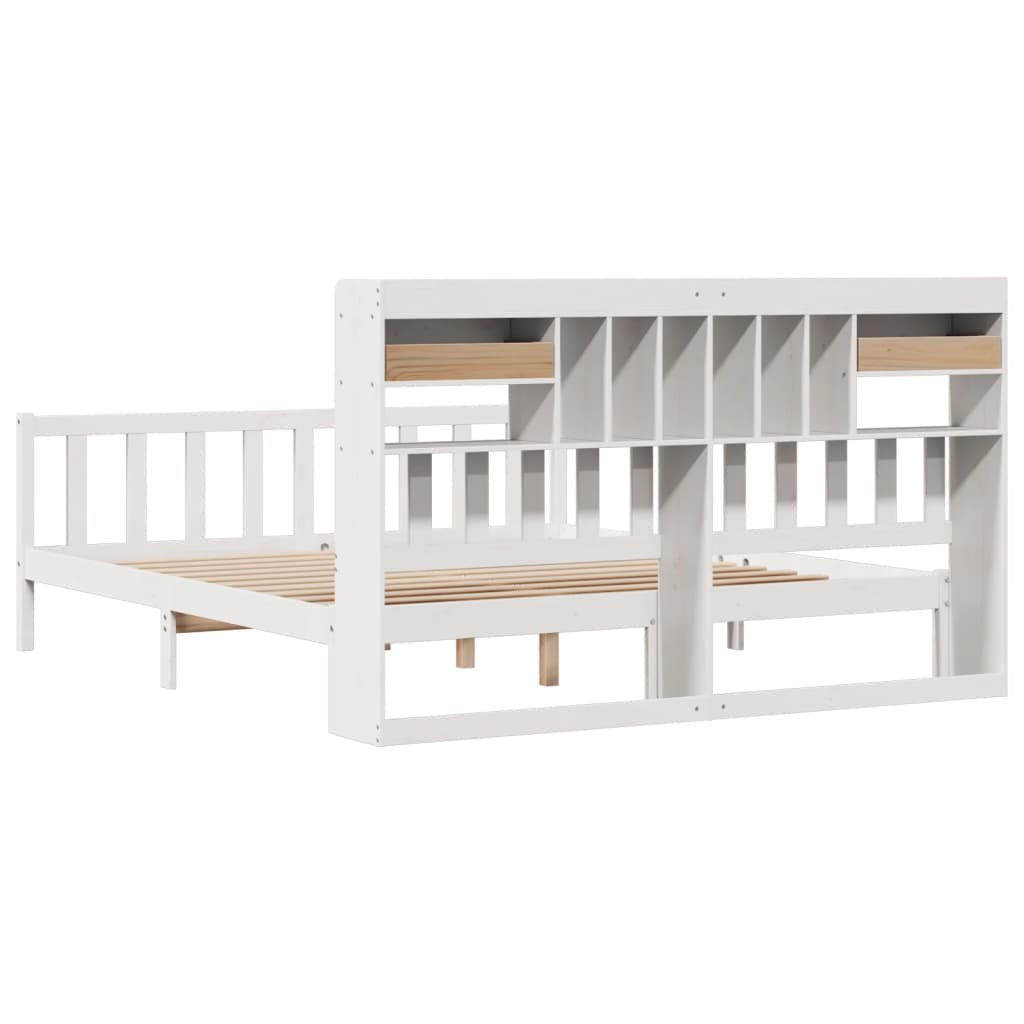 vidaXL Bookcase Bed without Mattress White 180x200 cm Super King Solid Wood Pine