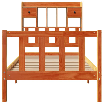 vidaXL Bookcase Bed without Mattress Wax Brown 75x190 cm Small Single Solid Wood Pine