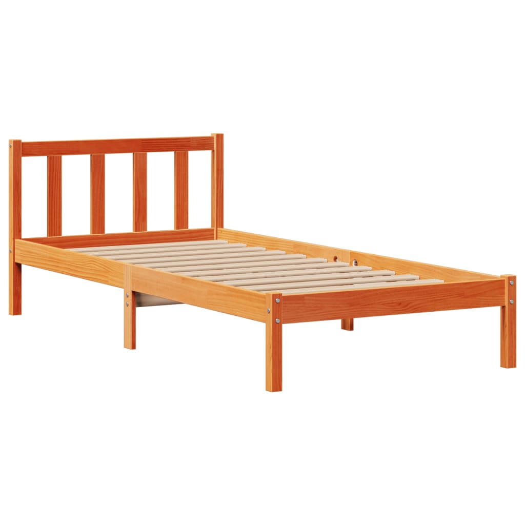vidaXL Bookcase Bed without Mattress Wax Brown 75x190 cm Small Single Solid Wood Pine